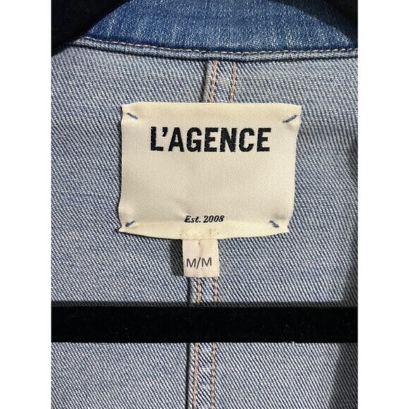 L’AGENCE Wayne Denim Blazer Open Front Blue size Medium - Picture 5 of 15